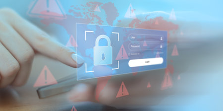 Cybersecurity Login Protection Against Global Threats Illustrated on Virtual Interface.