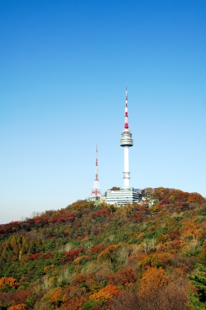 Seoul N tower on Namsan mountain  Is a symbol of Seoul, Republic of Korea の写真素材