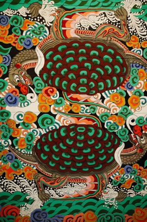 Sinmumun of the north gate of Gyeongbokgung palace is a picture of the ceilingの写真素材