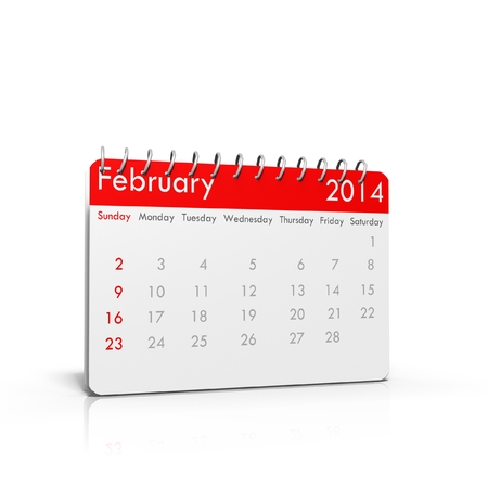 3D calendar on isolated background - February 2014の写真素材