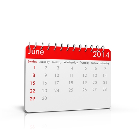 3D calendar on isolated background - June 2014の写真素材