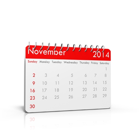 3D calendar on isolated background - November 2014の写真素材