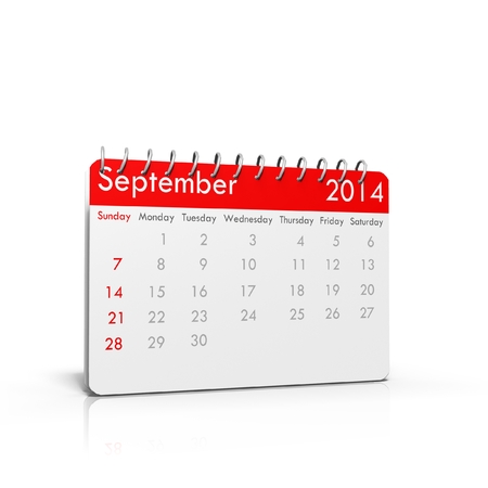 3D calendar on isolated background - September 2014の写真素材