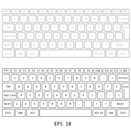 White computer keyboard button layout template with letters for graphic use, vector illustrationのイラスト素材