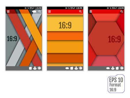 Templates. Design Set of Web, Mail, Brochures. Mobile, Technology, and Infographic Concept. Modern flat and line icons. SaaS, web app design template. Mobile interface. UI template. Web UI app design. Format 16:9のイラスト素材