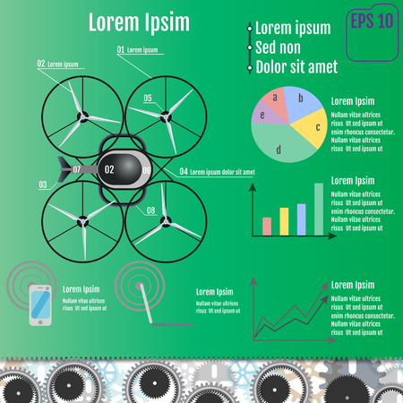 Drone technology design, vector illustration. Infographic conceptのイラスト素材