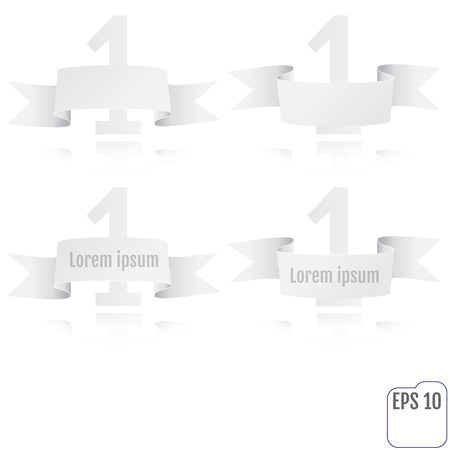 Number one background with white ribbon on white. Vector illustrationのイラスト素材