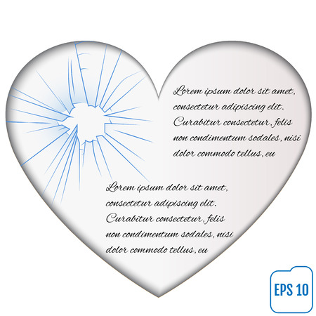 Broken glass heart with frame for text. Decorative creative design vector illustrationのイラスト素材