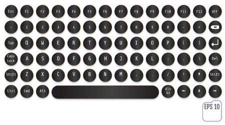 Black Modern keyboard design. Fashionable retro concept. Round keys. This keyboard is perfect for your business project.のイラスト素材