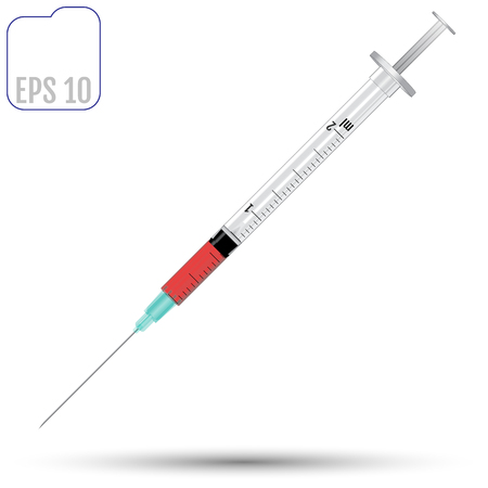 Fairly standard design single use syringe isolated over white background..のイラスト素材