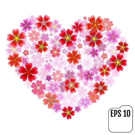 heart of flowers. sakura heart with 3d effect.のイラスト素材