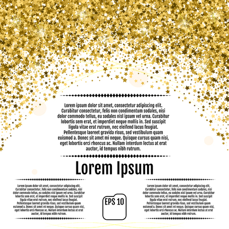 Gold stars. Confetti celebration, Falling golden abstract decoration for party, birthday celebrate, anniversary or event, festive. Festival decor. Vector illustrationのイラスト素材