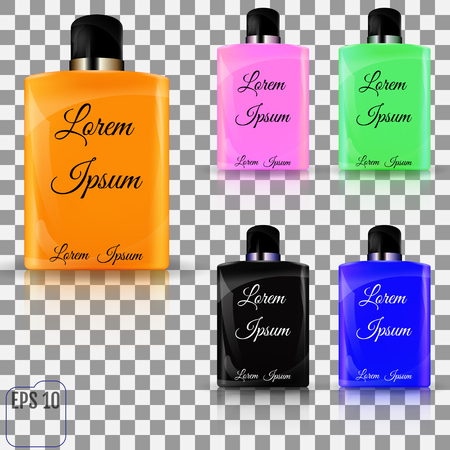 Set of Realistic cosmetic bottle. Cosmetic package collection for cream, soups, foams, shampoo, glue. Mock up set for brand template. vector illustration.のイラスト素材