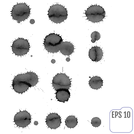 Isolated watercolor splatters set, design elementのイラスト素材