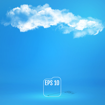Template for display or montage of product. Cloud and blue color studio room  background. Business backdrop.  Vector illustration.のイラスト素材