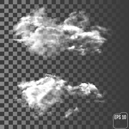 Clouds. Realistic transparent different cloud. Wonderful realistic thundercloud on the transparent background. Vector illustrationのイラスト素材