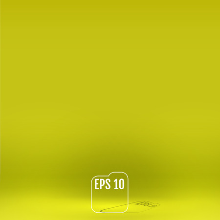 Template for display or montage of product. Empty yellow color studio room background. Business backdrop. Material design concept. Vector illustrationのイラスト素材