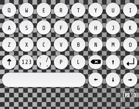 Modern keyboard design. Fashionable retro concept. Round keys. This keyboard is perfect for your business project.のイラスト素材