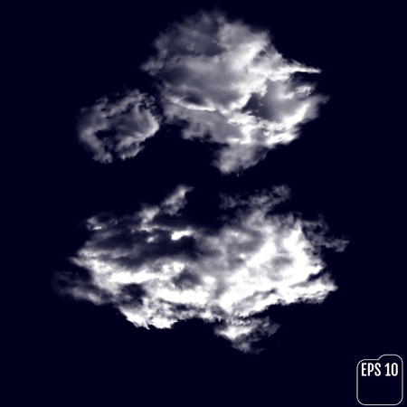 Wonderful realistic thunderclouds on the background of the night sky. Vector illustrationのイラスト素材