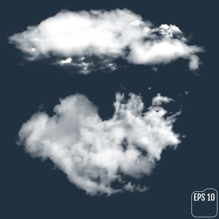 Realistic clouds against the background of the night sky. Vector illustrationのイラスト素材