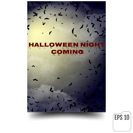 Halloween vector background with moon and bats.のイラスト素材