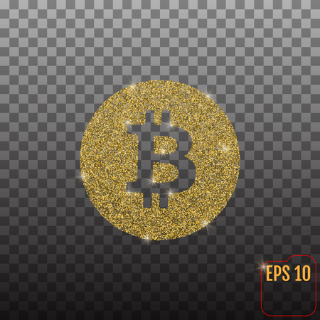Golden bitcoin isolated on transparent backgroundのイラスト素材