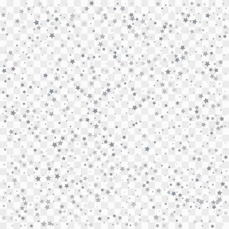 Silver star confetti rain festive holiday background. Vector silver ...