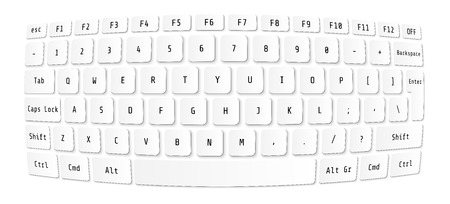 White laptop computer wireless keyboard top view with keys, vector illustration. Sphere conceptのイラスト素材