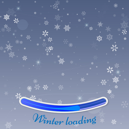 Winter loading. Abstract red design. Winter background with snow and snowflakes. Perfect for greeting card, brochure or poster template.のイラスト素材