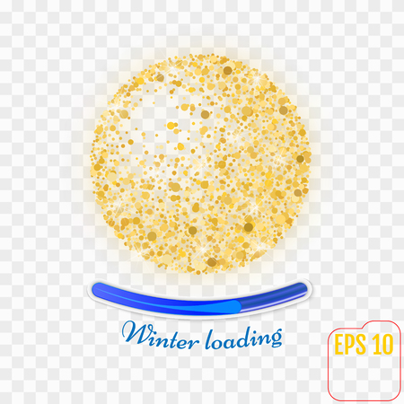Vector golden confetti ball. Confetti gold sphere. Winter loading conceptのイラスト素材