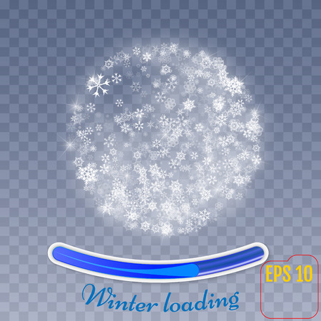 Christmas snow sphere on transparent background. Snowflake sphere. Vector illustration. Winter loading conceptのイラスト素材