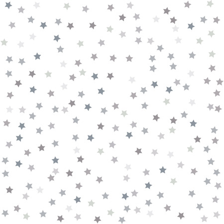 Silver falling confetti stars. Luxury festive background. Silver abstract texture on a white background. Element of design. Vector illustrationのイラスト素材