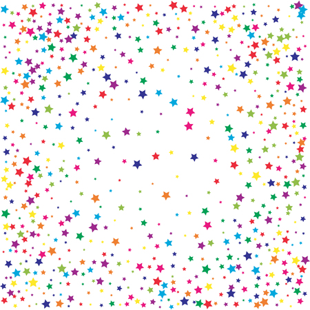 Set of Colorful Stars on White Background. Starry Patternのイラスト素材