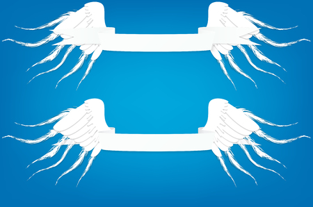 Line art illustration of angel wings and tape. Vintage vector for St. Valentine's Day. Vector for hipster t-shirt design, vintage style posters.のイラスト素材