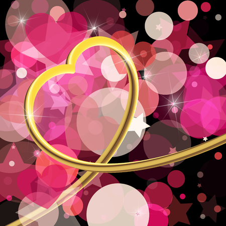 Abstract background to the Valentine's day. Gold 3d heart. Vector illustrationのイラスト素材