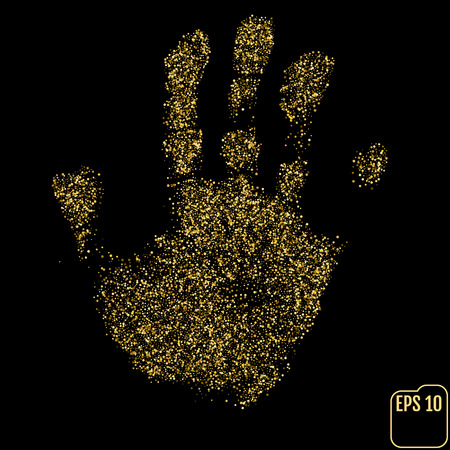 Abstract children hand from golden dot vector illustration.のイラスト素材