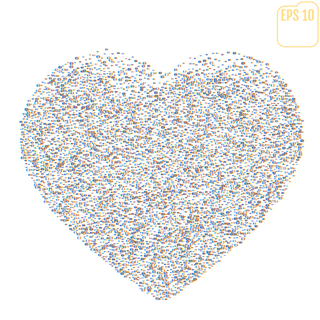 Distorted Glitch Style Modern Background. Glitched silver Confetti Heart Frame Design. Glow Design for Graphic Design - Brochure, Poster, Card, Banner. Vector Illustration.のイラスト素材