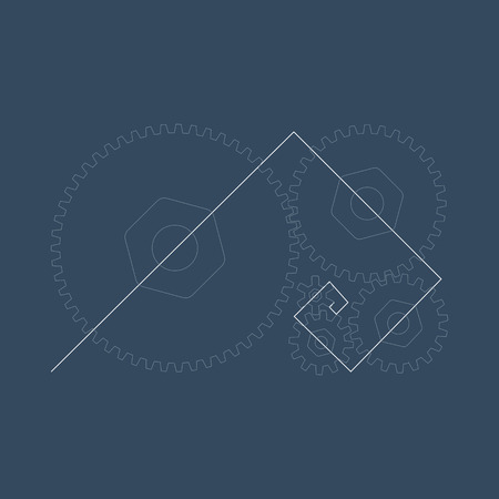 Gears on a gray background.  Vector illustration. Golden section.のイラスト素材