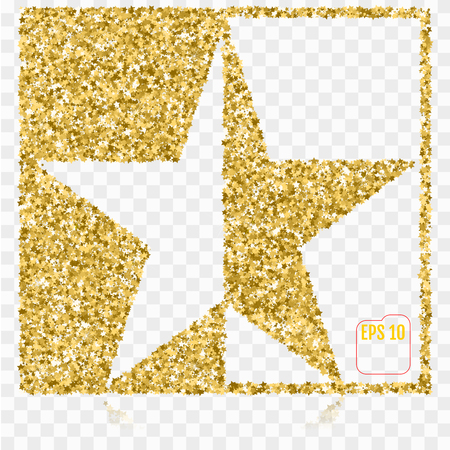 Decorative christmas festive golden five-pointed shining star. Decoration for house design element. Gold confetti conceptのイラスト素材