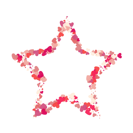 Heart shape vector pink confetti with white star frame insideのイラスト素材