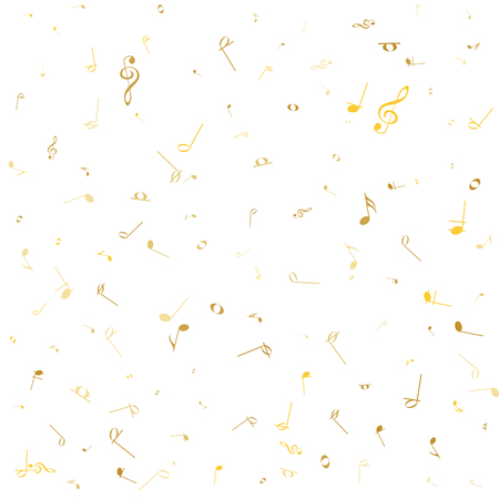 Music notes. Abstract musical background. Vector illustration. Golden musical notation. Gold notes symbols. Note value. Music staff.のイラスト素材