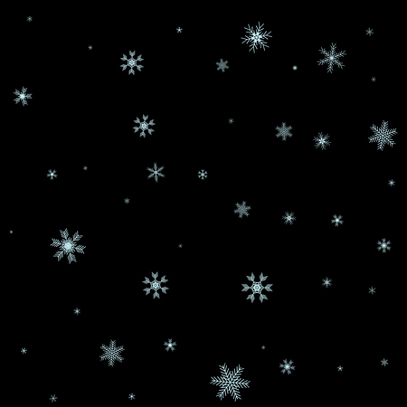 Christmas falling snow vector isolated on dark background. Snowflake decoration effect. Xmas snow flake pattern. Magic snowfall texture. Winter snowstorm backdrop illustration.のイラスト素材