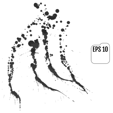 Hand-made grunge texture. Abstract ink drops background. Black and white grunge illustration. Vector watercolor artwork patternのイラスト素材
