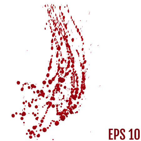 Blood splatter painted vector isolated on white for halloween design. Red dripping blood drop watercolorのイラスト素材