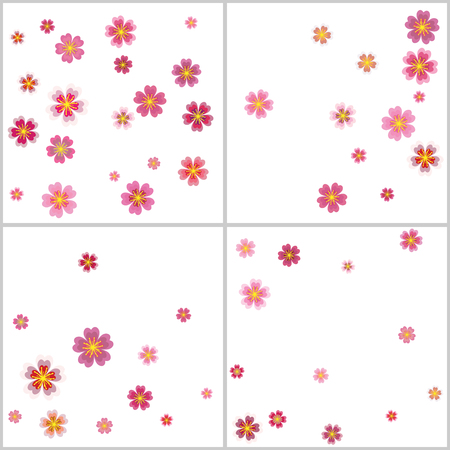 Sakura, cherry flower petals flying vector backgrounds setのイラスト素材
