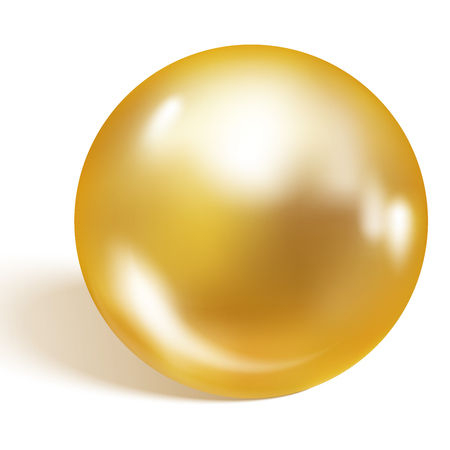 Single gold pearl isolated on white background. Gold pearl. Vector illustrationのイラスト素材