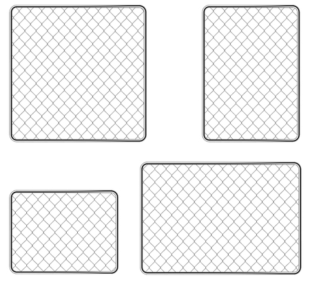 Realistic metal chain link fence. Art design gate. Prison barrier, secured property.  The chain link of fence wire mesh steel metal. Rabitz.のイラスト素材