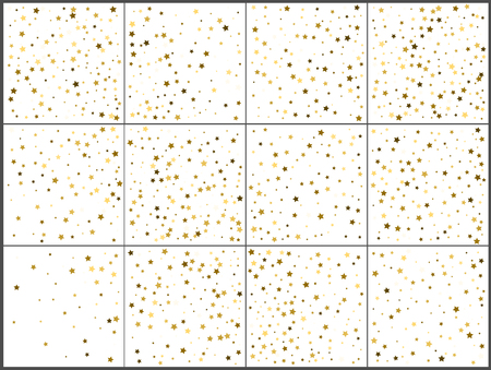 Gold star confetti celebrations. Simple festive modern design. Holiday vector. Set 12 in 1のイラスト素材