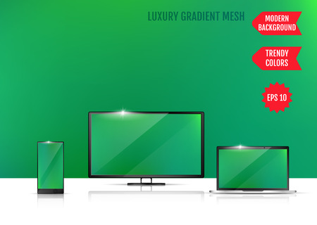 Trendy colorful abstract background. Abstract Cover. An example of the use of the proposed background on the screen of a laptop, smartphone and TVのイラスト素材