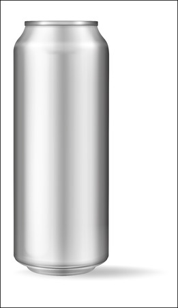 Realistic aluminum can on white background. Mockup, blank can with copy spaceのイラスト素材